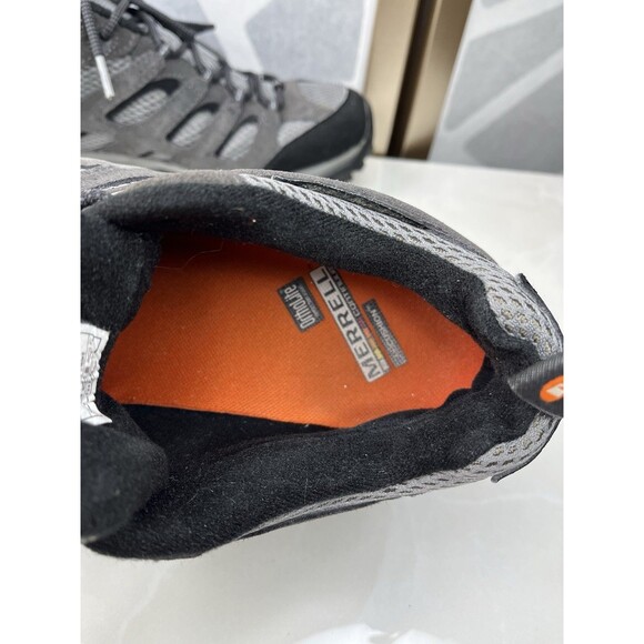 MERRELL Men Moab WP Hiking Shoes Beluga Sz 9 Waterproof Gray Leather Textile - Picture 6 of 9